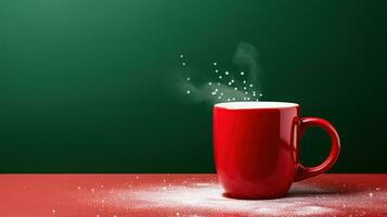 AI generated New Year's Cup drink in front of the Christmas background. Winter holidays concept. Created with Generative AI photo