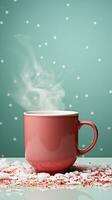 AI generated New Year's Cup drink in front of the Christmas background. Winter holidays concept. Created with Generative AI photo