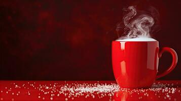 AI generated New Year's Cup drink in front of the Christmas background. Winter holidays concept. Created with Generative AI photo