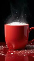 AI generated New Year's Cup drink in front of the Christmas background. Winter holidays concept. Created with Generative AI photo