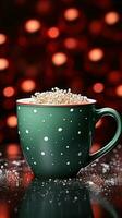AI generated New Year's Cup drink in front of the Christmas background. Winter holidays concept. Created with Generative AI photo