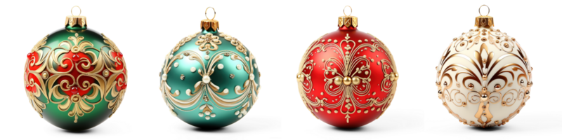 AI generated Set of littering Christmas Bauble isolated on transparent background png