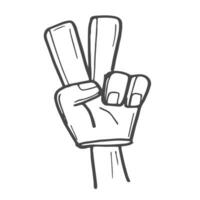 Foam glove icon in doodle sketch lines. Sport spectator supporter football basketball softball vector