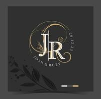 J and R and wedding floral logo design vector