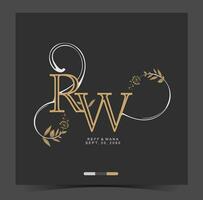 el logo para r y w Boda y recepción vector