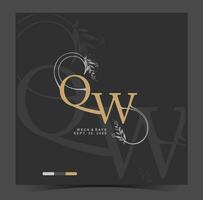 the Q and W logo with a gold and black background vector