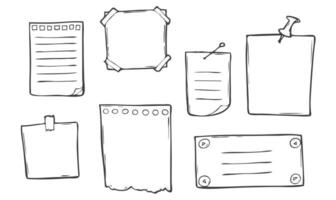 Doodle notepaper sketch icons in vector isolated on white background