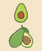 Avocado line art and colorful vector design