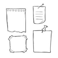 Hand drawn doodle notepaper for messages set vector