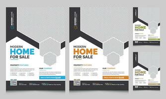 Modern Premium Real Estate Flyer Template for Captivating Property Listings with Blue, Orange, Green, Yellow Color vector