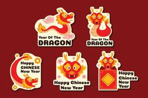 Red Chinese Dragon Sticker vector