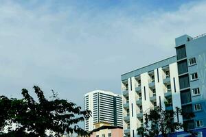 buildings against a blue sky photo