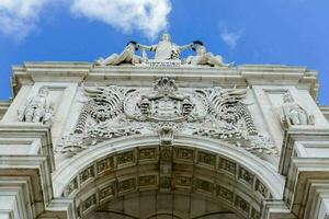 the entrance to the port of lisbon, portugal photo