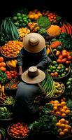 ai generado asiático comida mercado, Fresco vegetales y frutas - ai generado imagen foto