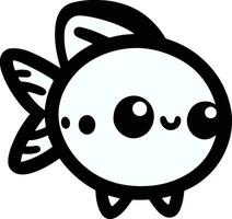 linda kawaii pescado vector ilustración con negro color blanco antecedentes