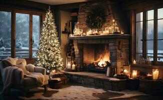 ai generado un acogedor casa con un Navidad decoración. foto