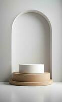AI generated A modern podium for beauty and cosmetic product presentation. photo