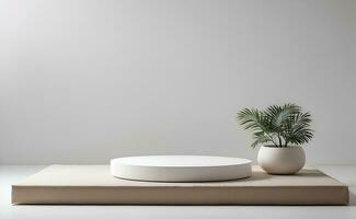 AI generated A modern podium for beauty and cosmetic product presentation. photo
