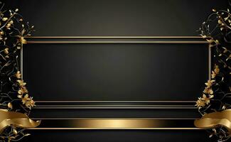 Luxury black and gold background with space in the middle. photo