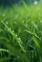 A natural green grass with water drops background. photo