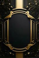 Luxury black and gold background with space in the middle. photo