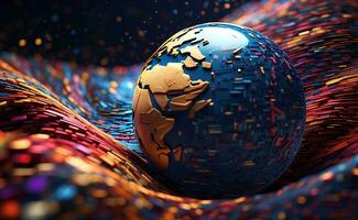 Globe of the world with internet and communication concept. photo