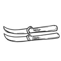 A pair of skis in doodle style vector