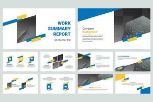 azul y amarillo moderno negocio trabajo reporte diapositiva presentación modelo vector