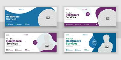 Bundle Medical Healthcare, Web Banner Cover Design, Template Design For Social Media Posts Set. vector