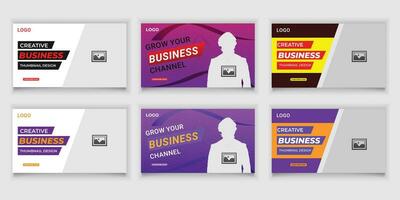 Bundle Online Business Video Thumbnail and Social Media Or Web Banner Template Design vector