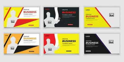 Bundle Online Business Video Thumbnail and Social Media Or Web Banner Template Design vector