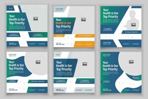 Medical Healthcare Social Media Post-Banner Design. Set of Editable minimal square banner template vector