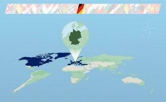 Germany member of North Atlantic Alliance selected on perspective World Map. Flags of 30 members of alliance. vector