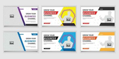 Bundle Online Business Video Thumbnail and Social Media Or Web Banner Template Design vector