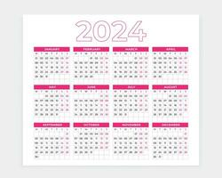 2024 Calendar, Calendar 2024, 2024, calendar design, calendar, vector
