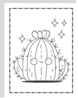 Cute Kawaii Cactus Coloring Pages vector