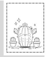 linda kawaii cactus colorante paginas vector