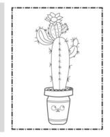 Cute Kawaii Cactus Coloring Pages vector