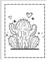 Cute Kawaii Cactus Coloring Pages vector