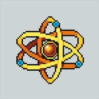 Pixel art illustration Atom. Pixelated Atom Icon. School Atom Symbol science pixelated for the pixel art game and icon for website and video game. old school retro. vector