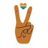 arcoíris. símbolo de el lgbt orgullo comunidad. lgbt mano en paz con corazón aislado en blanco antecedentes. vector