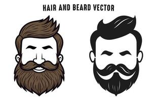 Hairstyle with beard silhouette Vector illustration, Set of different silhouettes of bearded