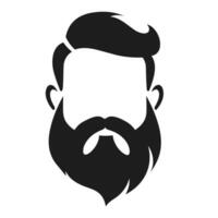 Hairstyle with beard silhouette Vector isolated on a White background