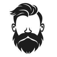 Hairstyle with beard silhouette Vector isolated on a White background