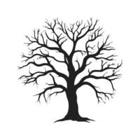 Haunted Tree Sketch vector silhouette isolated on a white background, Dead Scary Tree Silhouette vector