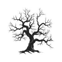 Haunted Tree Sketch vector silhouette isolated on a white background, Dead Scary Tree Silhouette vector