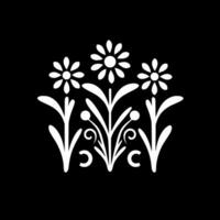 flores - negro y blanco aislado icono - vector ilustración