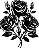 rosas - negro y blanco aislado icono - vector ilustración