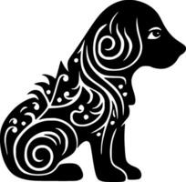 perro - negro y blanco aislado icono - vector ilustración