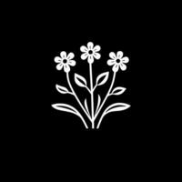 Flowers - Black and White Isolated Icon - Vector illustration